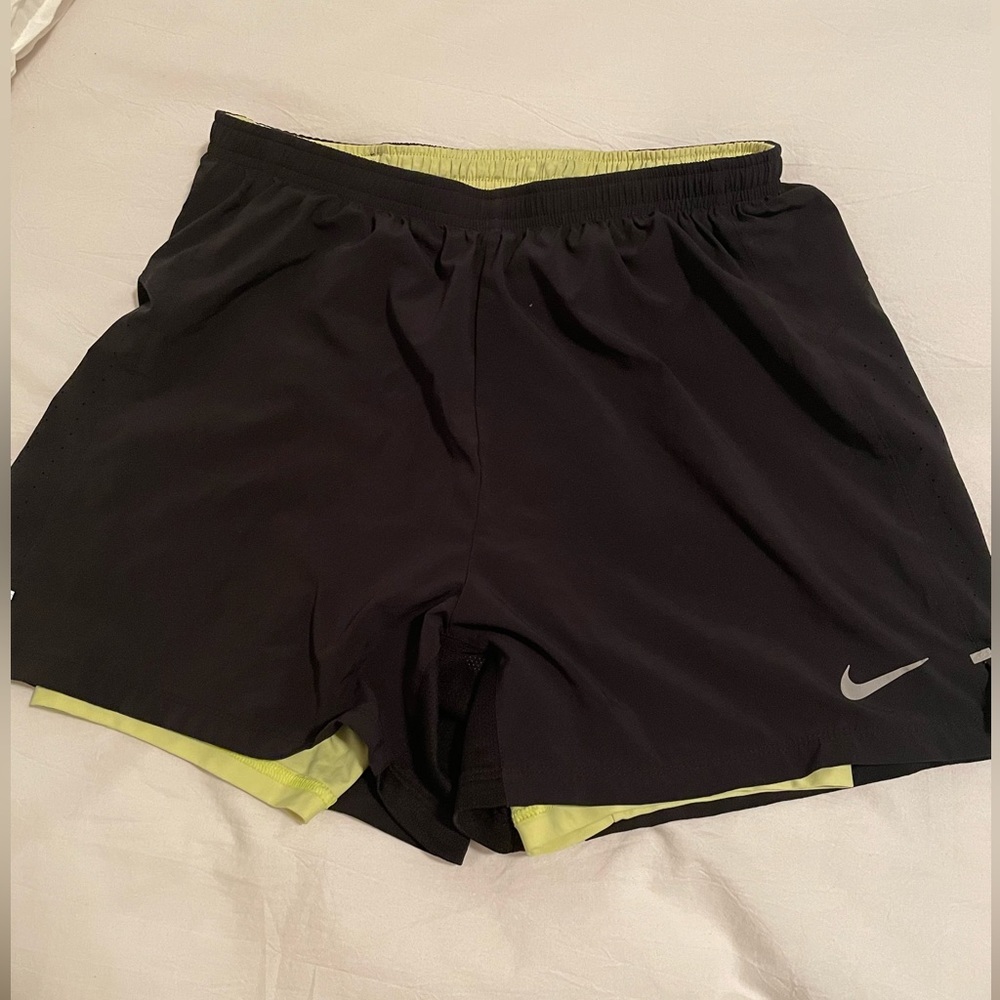 Nike Black Athletic Shorts with Lime Liner